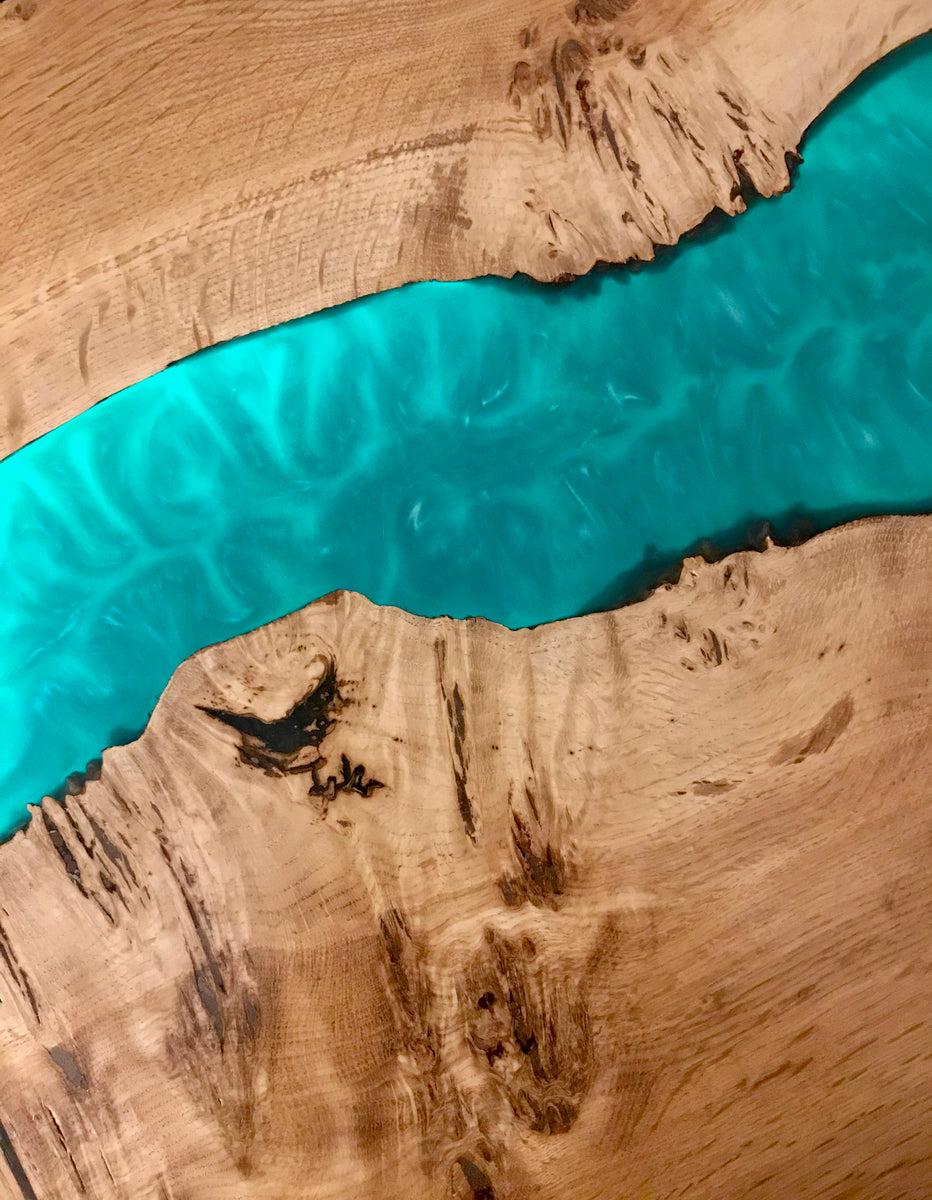 English Oak and Resin River Console Desk Royal Oak Furniture Company