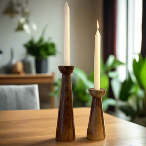 Walnut Candlestick Pair