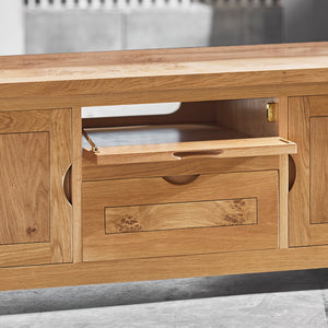 Linton Low Media Unit with Cut Out Handles