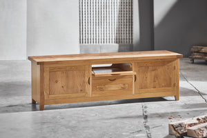 Linton Low Media Unit with Cut Out Handles