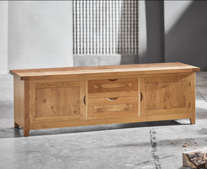 Linton Low Media Unit with Cut Out Handles