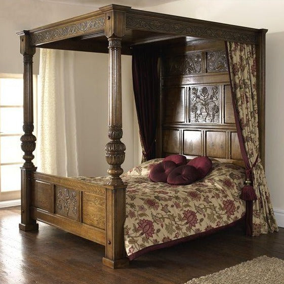 Balmoral Daisy and Rose Carved Four Poster Bed – Royal Oak Furniture ...