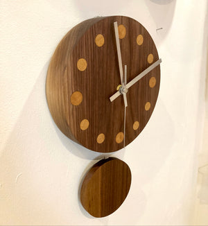 Wall Clock with Pendulum - Walnut and Oak