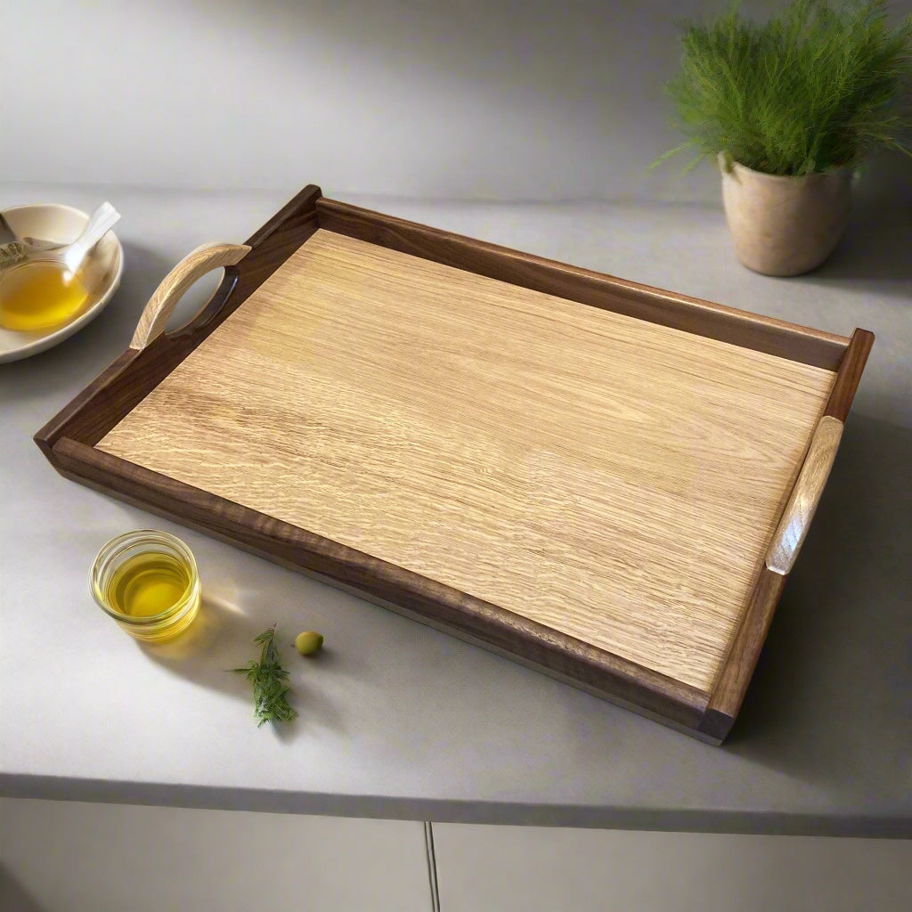 Oak and Walnut Tray Royal Oak Furniture Company