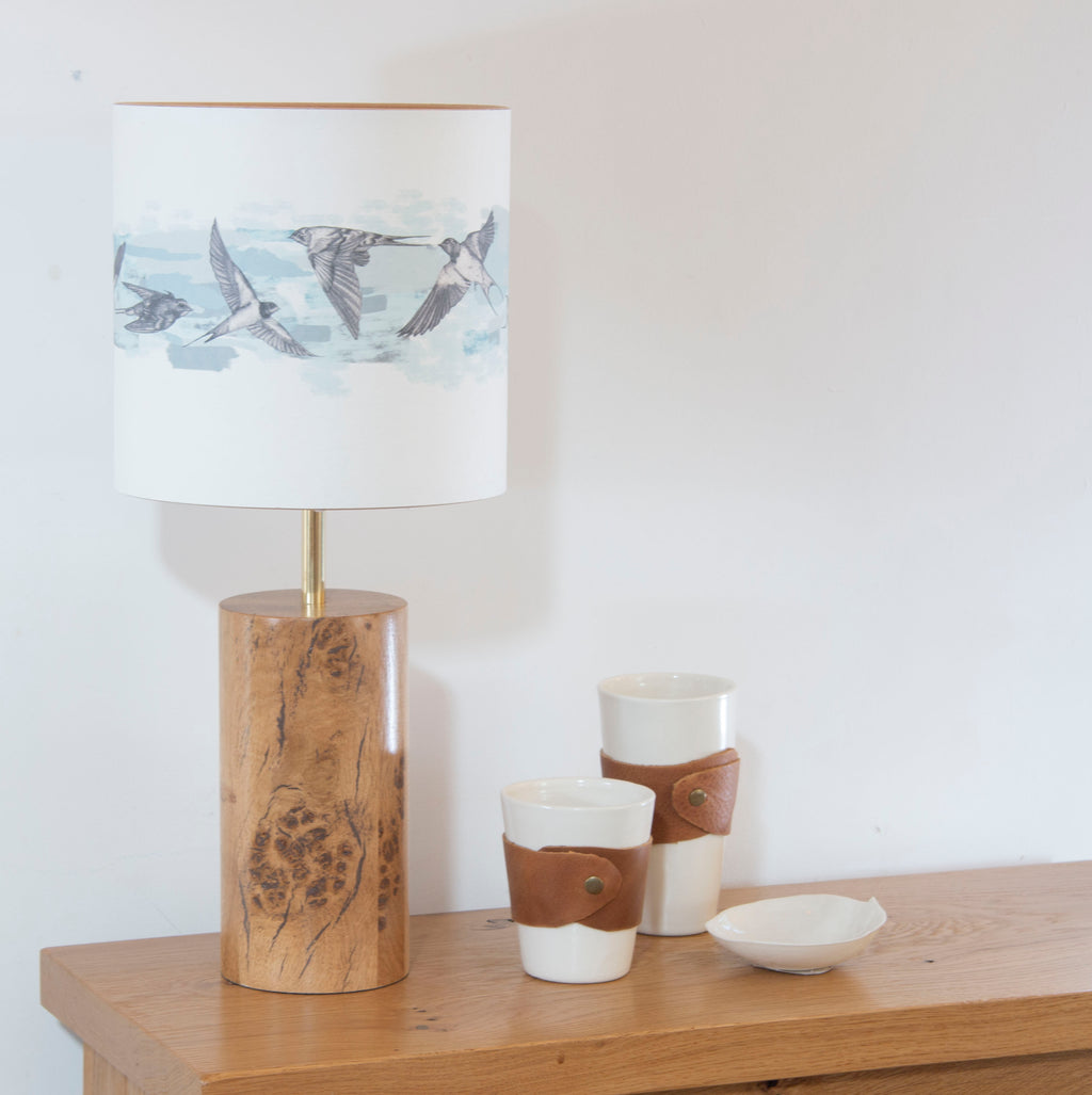 English Oak Cylindrical Lamp Base