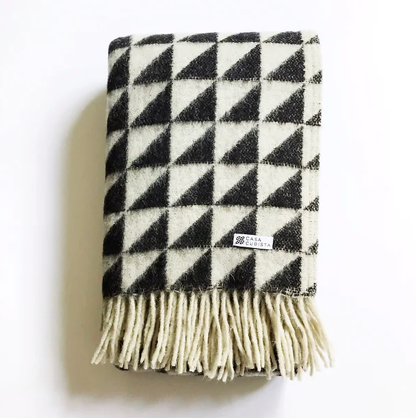 Wool Throw - Mono Triangles