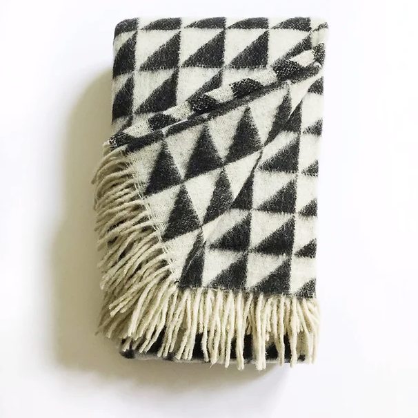 Wool Throw - Mono Triangles